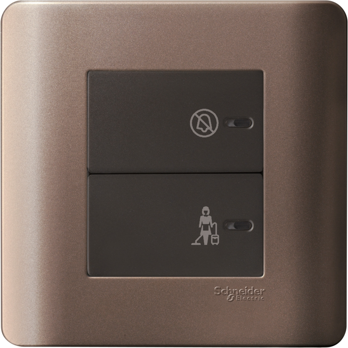 Schneider Electric 施耐德電氣 E8432DMS_SZ Zencelo 平觸開關掣連「請勿打擾」及「請即清理」發光顯示圖像 (銀銅)