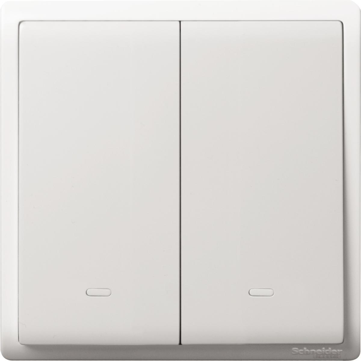 Schneider Electric 施耐德電氣 E8232L1F_WE_C5 Pieno 16AX 兩位單控開關掣連螢光指示 (凝白)