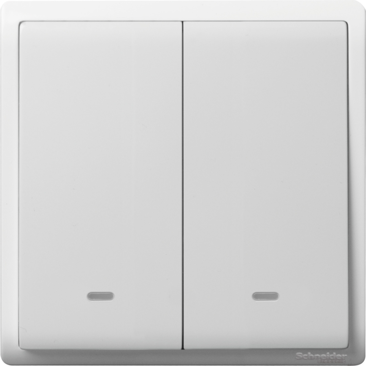 Schneider Electric 施耐德電氣 E8232L2F_WE_C5 Pieno 16AX 兩位雙控開關掣連螢光指示 (凝白)