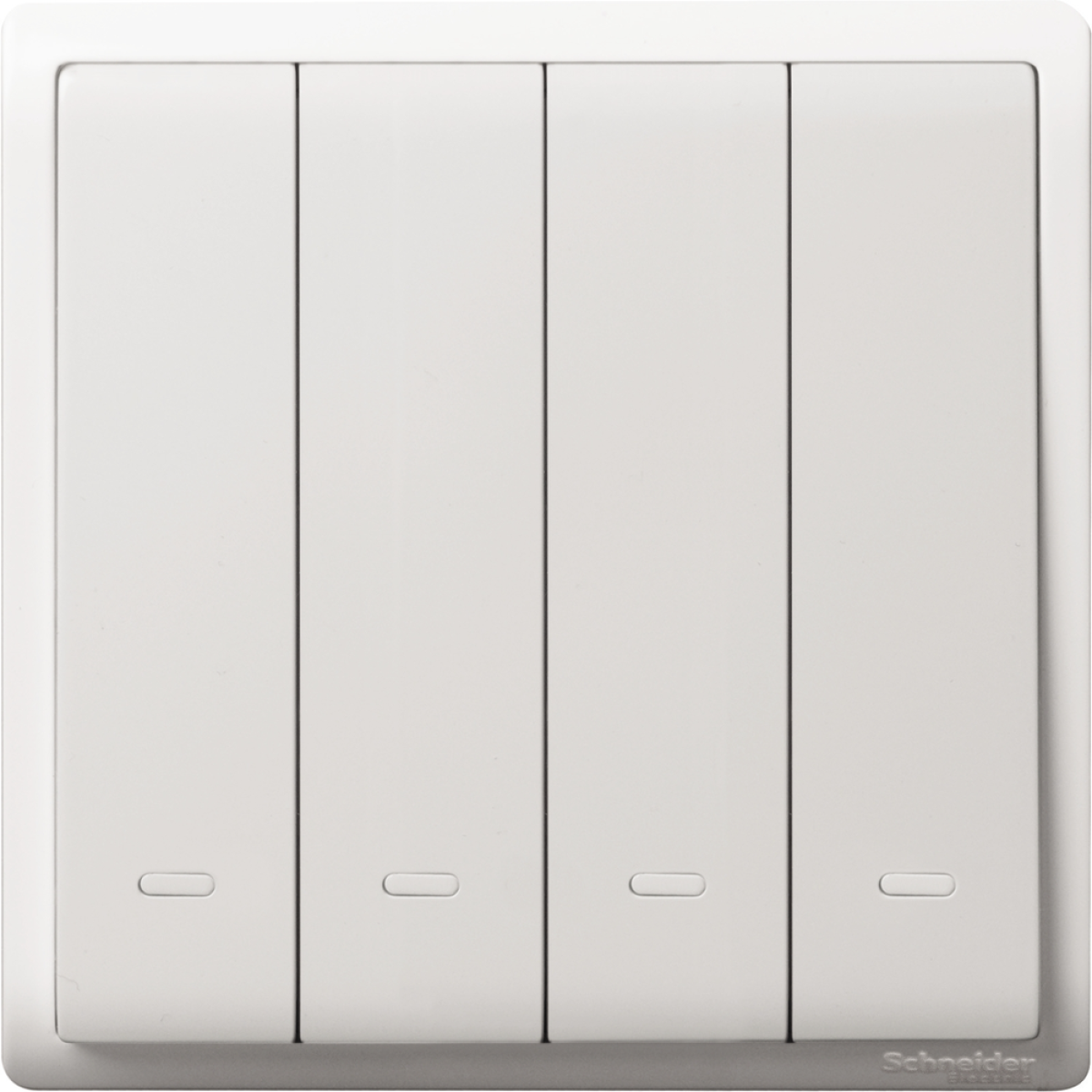 Schneider Electric 施耐德電氣 E8234L1F_WE_C5 Pieno 10AX 四位單控開關掣連螢光指示 (凝白) Schneider Electric 施耐德電氣 E8234L1F_WE_C5 Pieno 10AX 四位單控開關掣連螢光指示 (凝白)