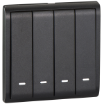 Schneider Electric 施耐德電氣 E8234L1F_MB_C5 Pieno 10AX 四位單控開關掣連螢光指示 (寫意黑)