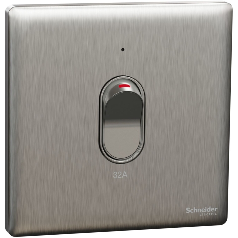 Schneider Electric 施耐德電氣 NUX31D32N_SS Unica X 32A 單位雙極開關掣連LED指示燈 (炫星銀)