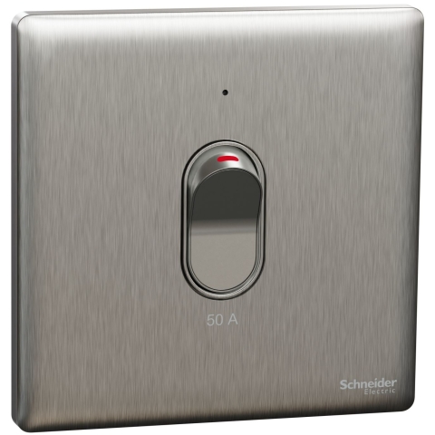 Schneider Electric 施耐德電氣 NUX31D50N_SS Unica X 50A 單位雙極開關掣連LED指示燈 (炫星銀)