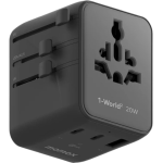 Momax UA26UKD 1-World² 20W 三接口旅行充電插座 (黑色)