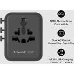 Momax UA26UKD 1-World² 20W 三接口旅行充電插座 (黑色)