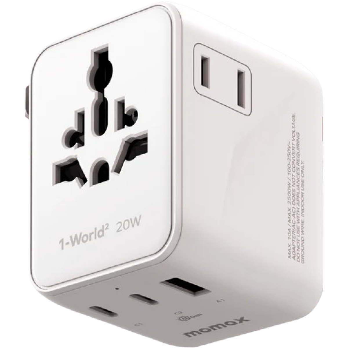 Momax UA26UKW 1-World² 20W 三接口旅行充電插座 (白色)