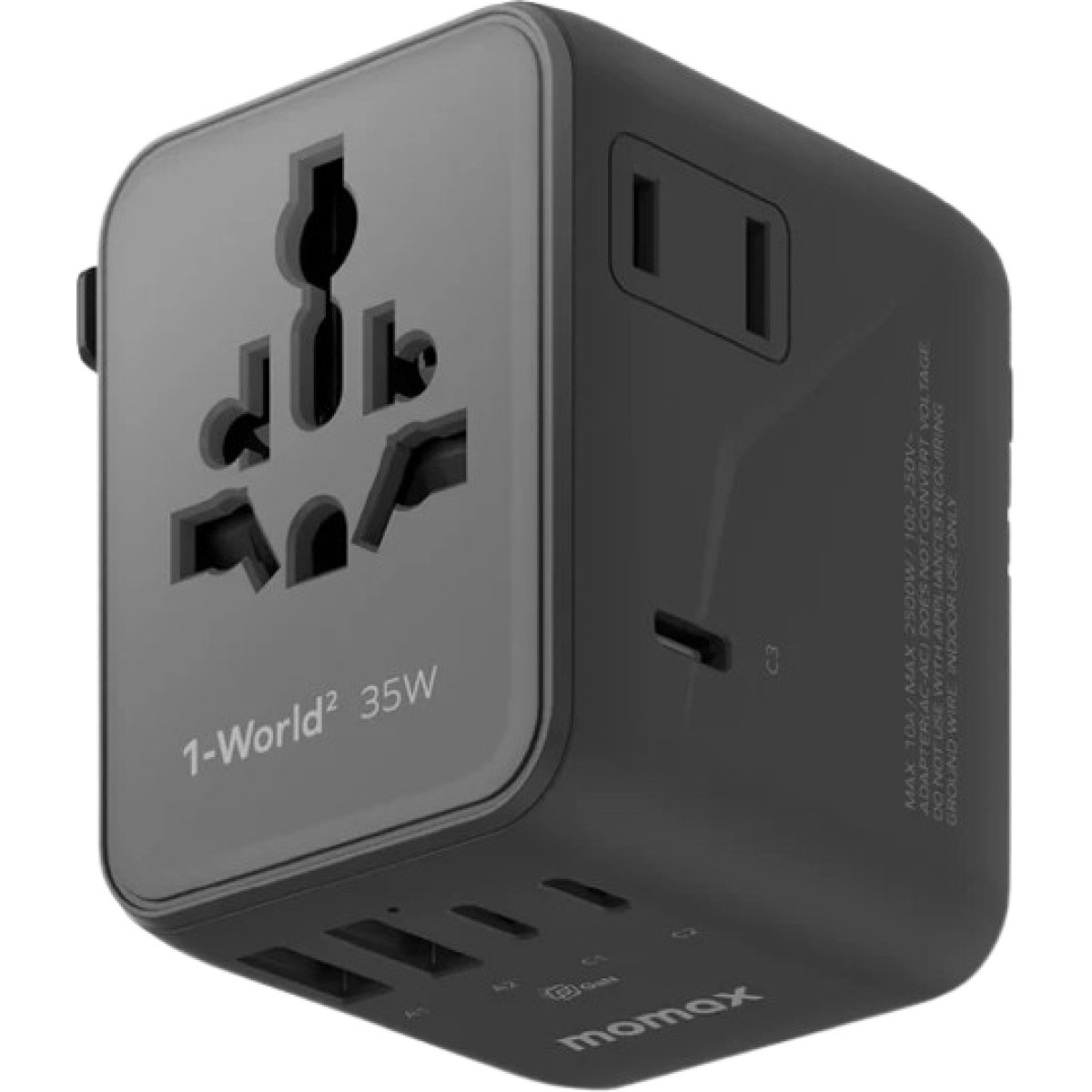 Momax UA27UKD 1-World² 35W 五接口旅行充電插座 (黑色)