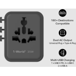 Momax UA27UKD 1-World² 35W 五接口旅行充電插座 (黑色)