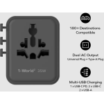 Momax UA27UKL2 1-World² 20W 三接口旅行充電插座 (砂岩色)