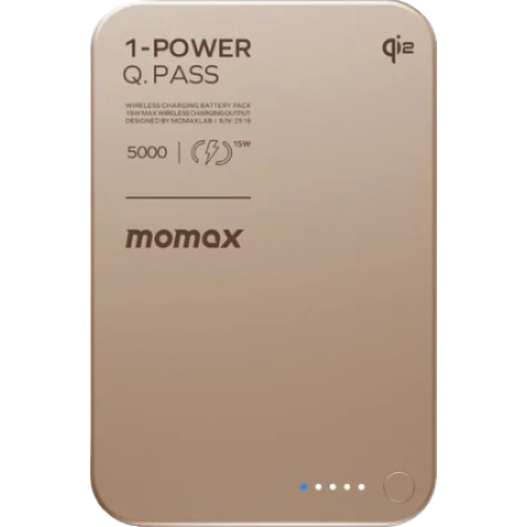 Momax IP129Q2L2 1-Power Q.Pass 5000mAh Qi2 磁吸流動電源 (CCC 認證)
