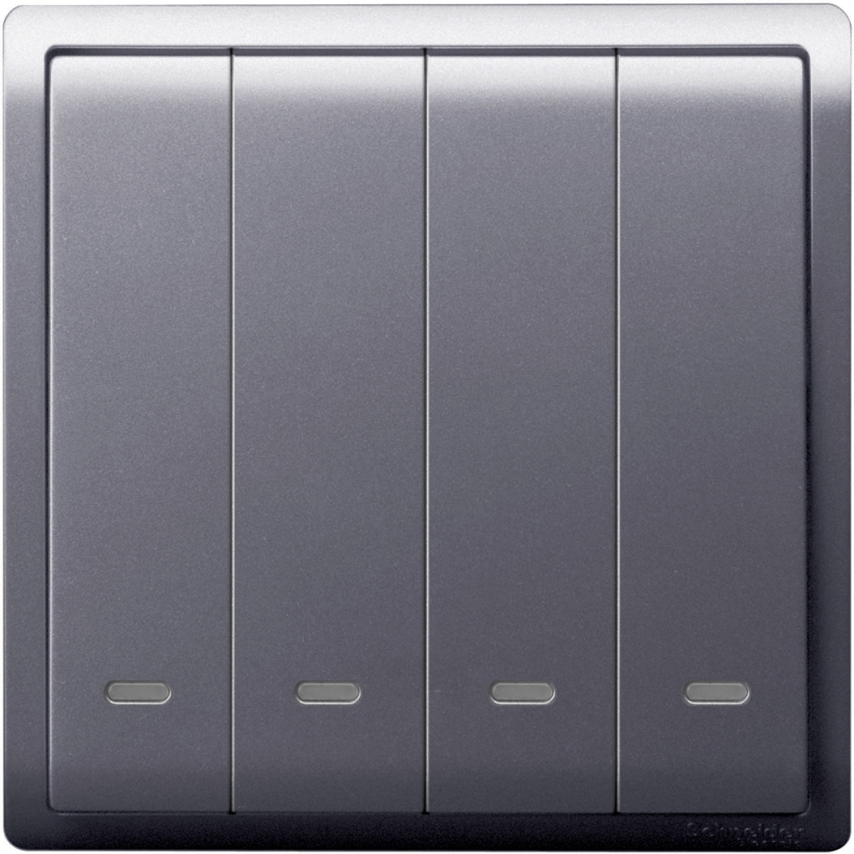 Schneider Electric 施耐德電氣 E8234L2F_LS_G3 Pieno 四位雙控開關掣連螢光指示 (薰衣草銀)