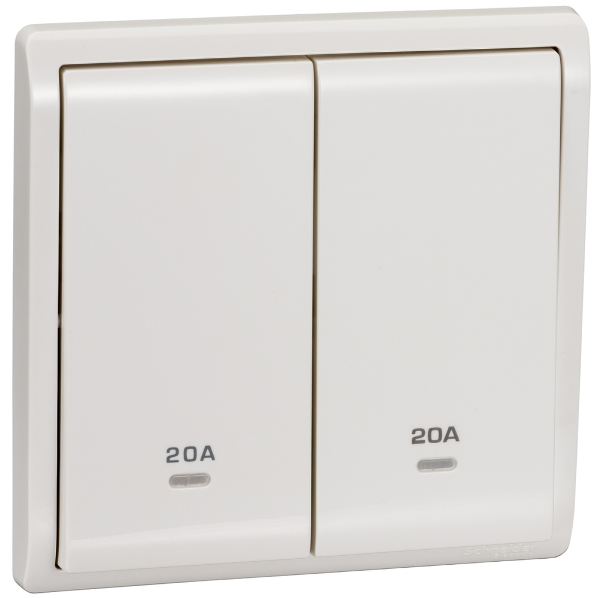 Schneider Electric 施耐德電氣 E8232D20N_WE_C5 Pieno 20A 兩位雙極開關掣連指示燈 (凝白)