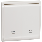 Schneider Electric 施耐德電氣 E8232D20N_WE_C5 Pieno 20A 兩位雙極開關掣連指示燈 (凝白)