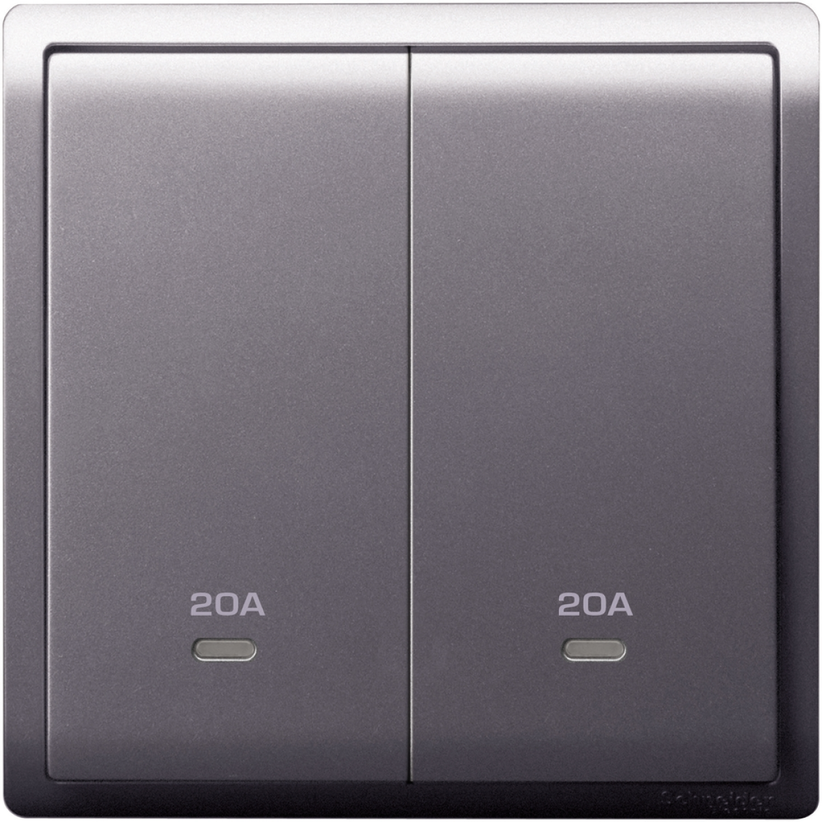 Schneider Electric 施耐德電氣 E8232D20N_LS_C5 Pieno 20A 兩位雙極開關掣連指示燈 (薰衣草銀)