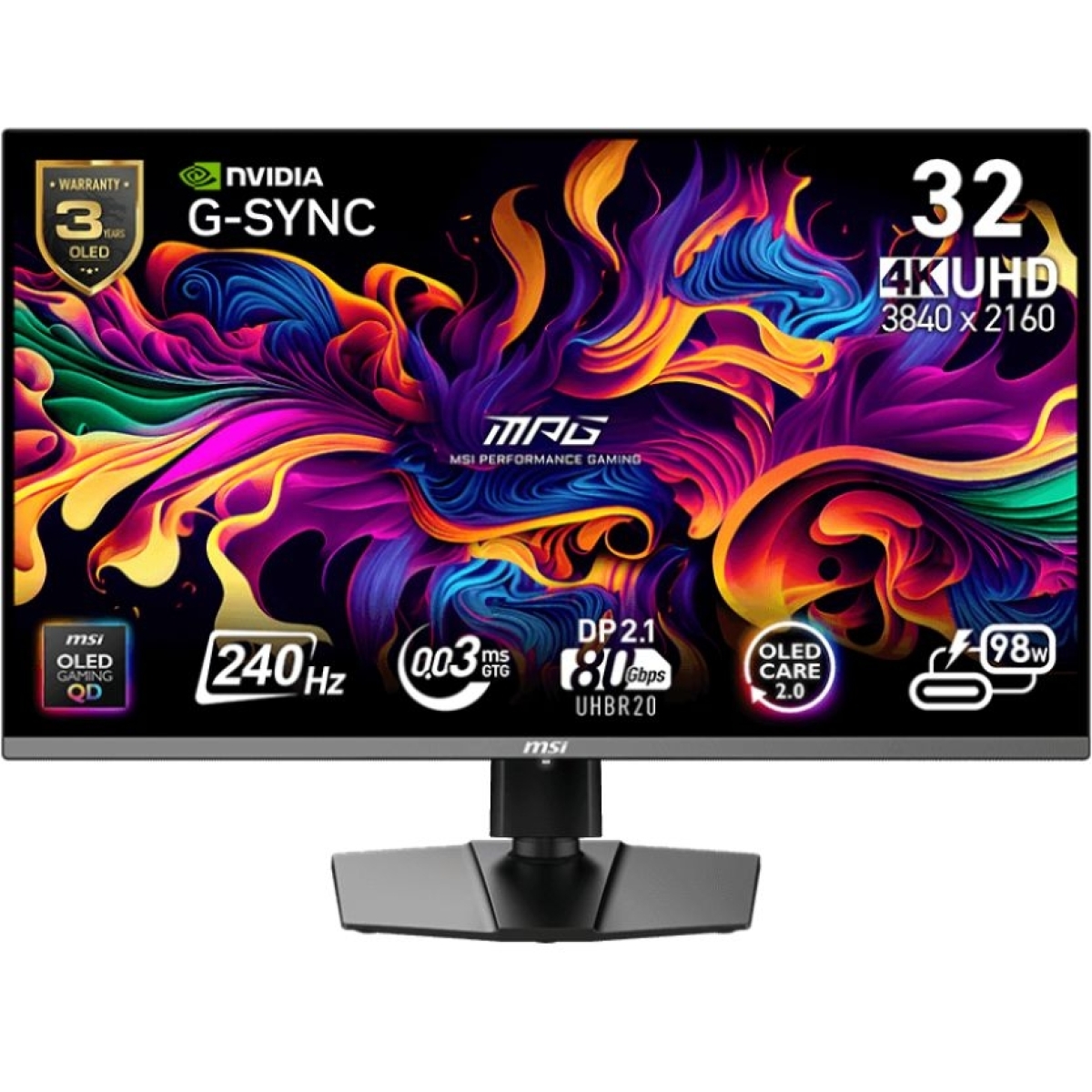 Msi MO-MP322QO 32吋 MPG 322URX QD-OLED 240Hz 4K 量子點電競顯示器