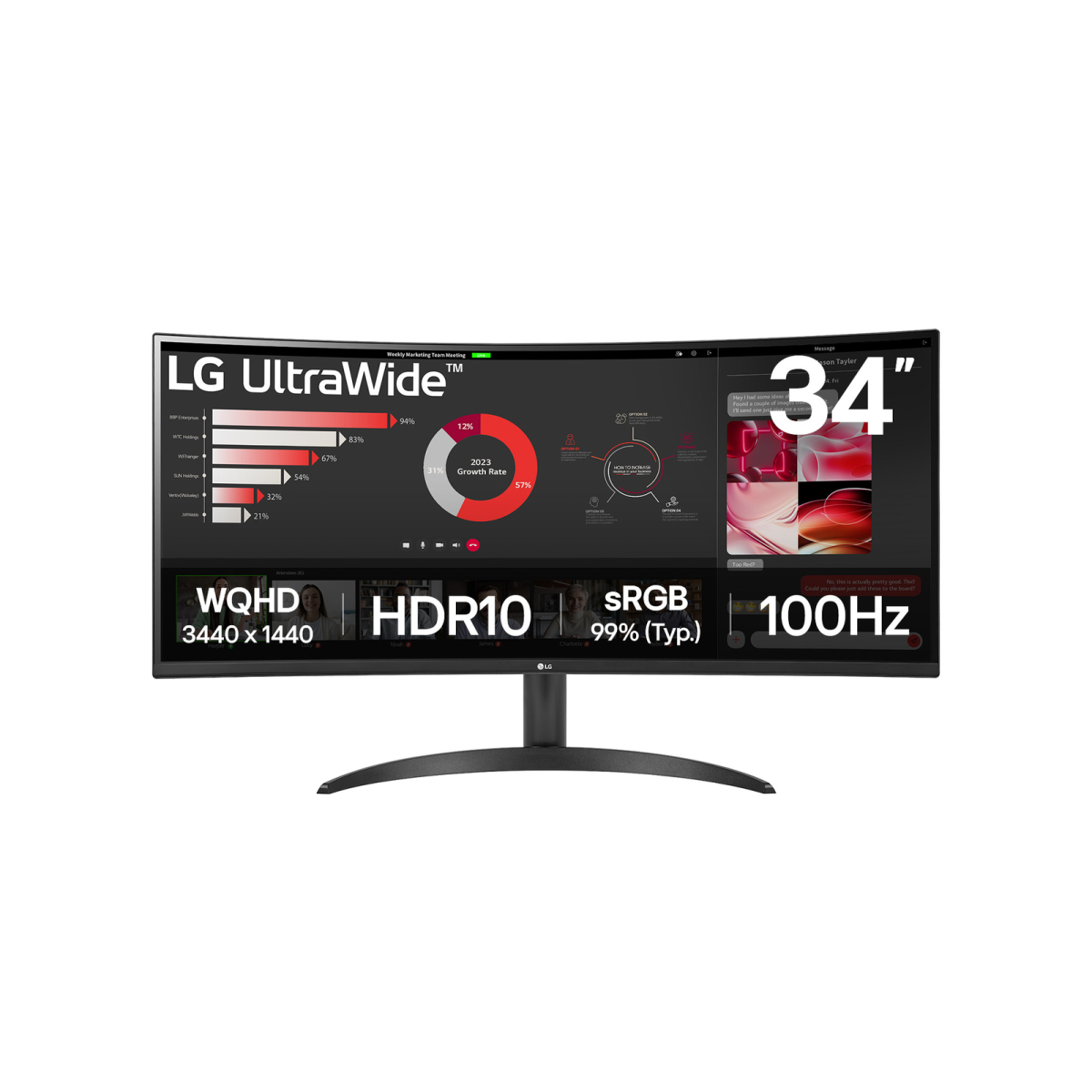 LG 樂金 34WR50QK-B 34吋 UltraWide™ QHD 弧形顯示器