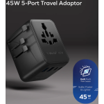 Momax UA31UKD 1-World² 45W 五接口雙 AC 旅行充電插座 (黑色)