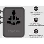 Momax UA31UKD 1-World² 45W 五接口雙 AC 旅行充電插座 (黑色)