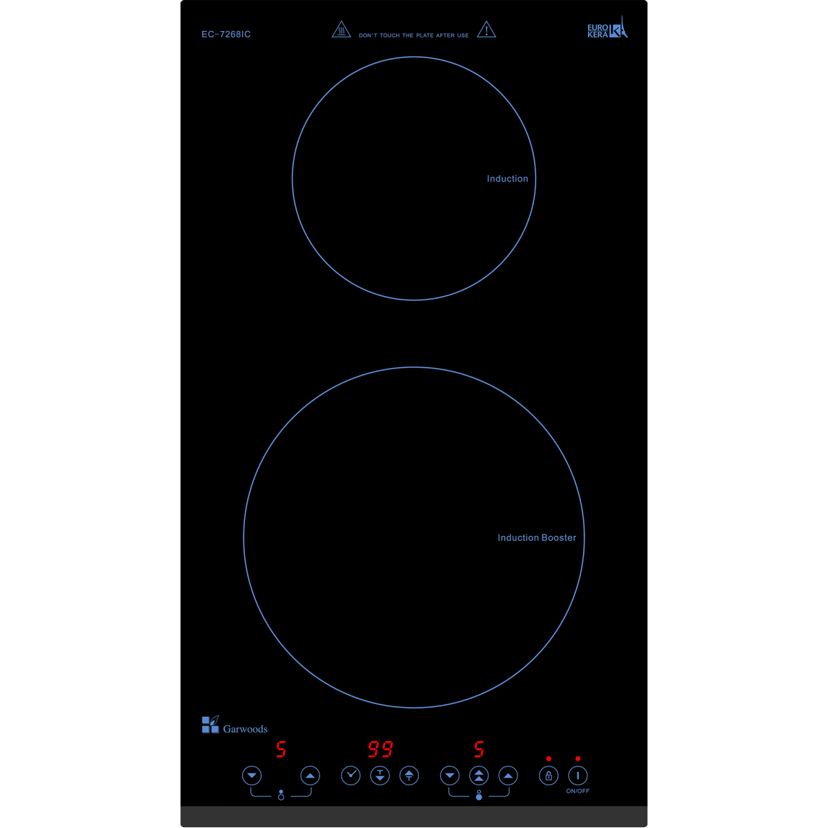 Garwoods 樂思 EC-7260IC-KB 29厘米 嵌入式雙頭電磁爐 (Series 7 Domino) (鑽黑玻璃)