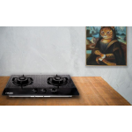 Taada 多田牌 LW2611B-B TG 5000W 75cm 嵌入式/座檯式 雙頭煤氣煮食爐 (黑色花紋玻璃面)