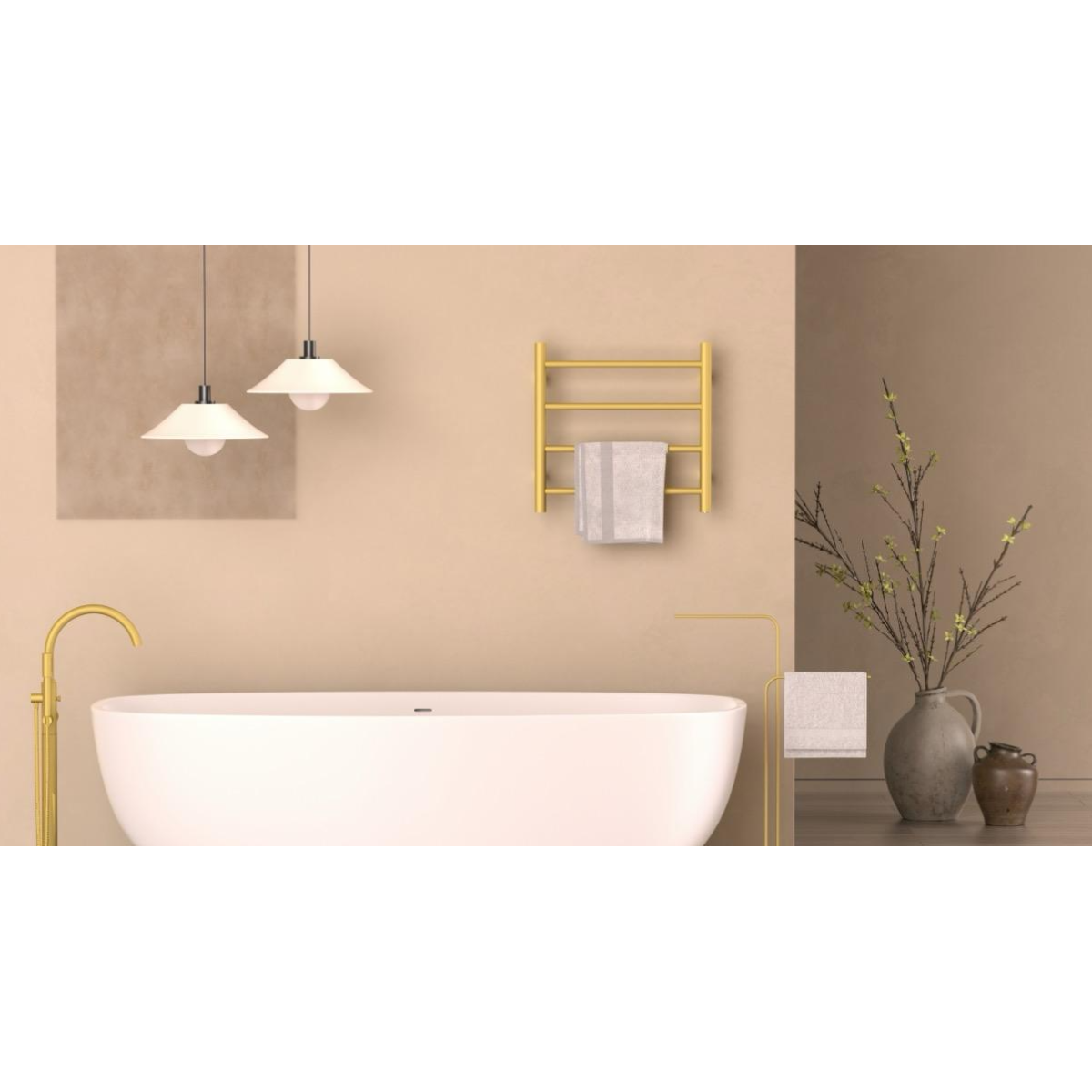 Azzurra AZR+ETR-ONE-4850#BG ONE-4850 電熱毛巾架 (拉絲金)