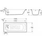 Roca A212913001 Continental 1.5m 鑄鐵浴缸