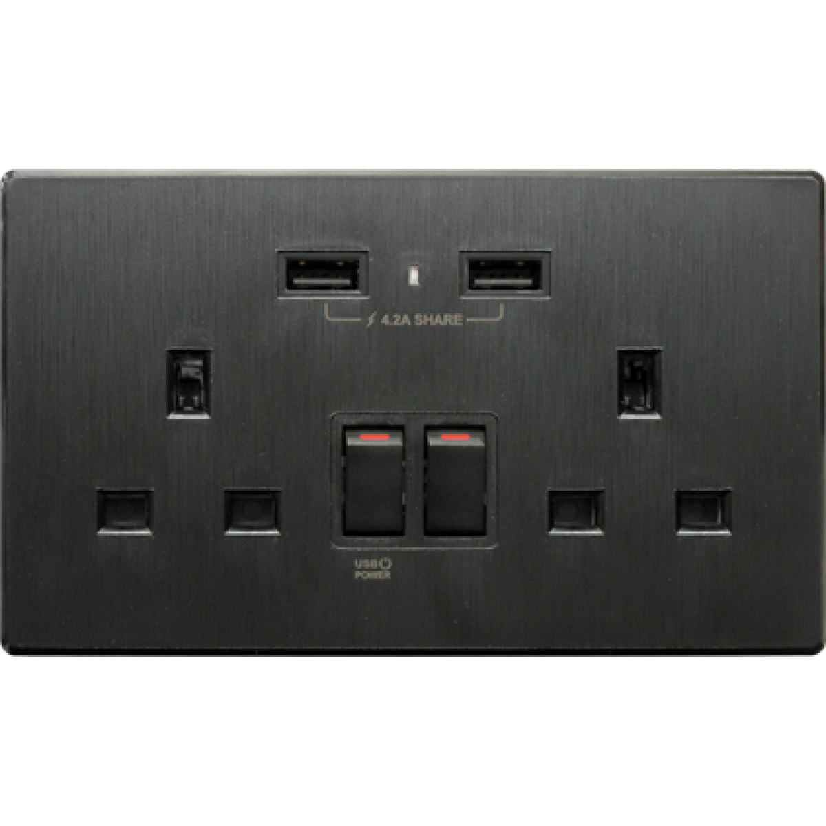 M2K AP202AL4-B 4.2A 雙USB充電面板 (牆紙紋系列) (黑色)