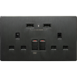 M2K AP202AL4-B 4.2A 雙USB充電面板 (牆紙紋系列) (黑色)