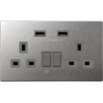 M2K AP202AM4-G 4.2A 雙位 USB 電掣插座 (不銹鋼灰色)