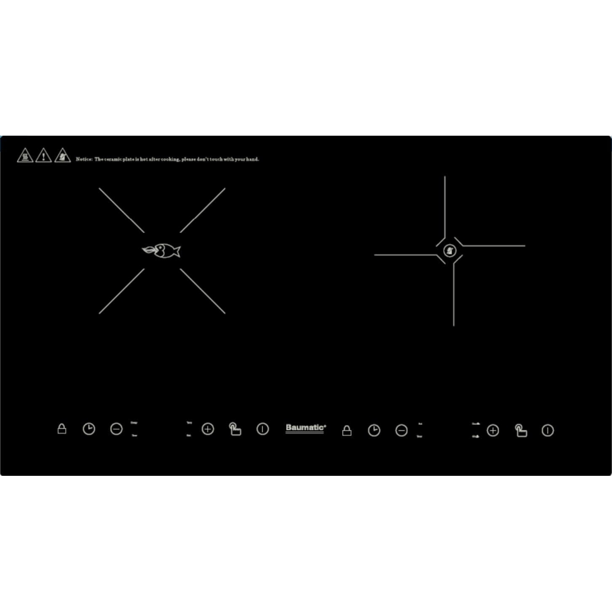 Baumatic BHIC243 68厘米 黑魂系列 嵌入式水晶玻璃電磁及電陶爐 (10段火力控制 + 餘熱高溫指示燈)