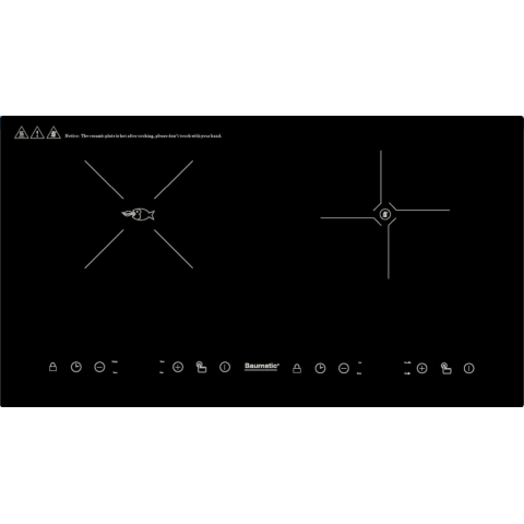 Baumatic BHIC243 68厘米 黑魂系列 嵌入式水晶玻璃電磁及電陶爐 (10段火力控制 + 餘熱高溫指示燈)